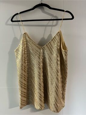 Blaque Label Gold Sequin Spaghetti Strap Tank Top